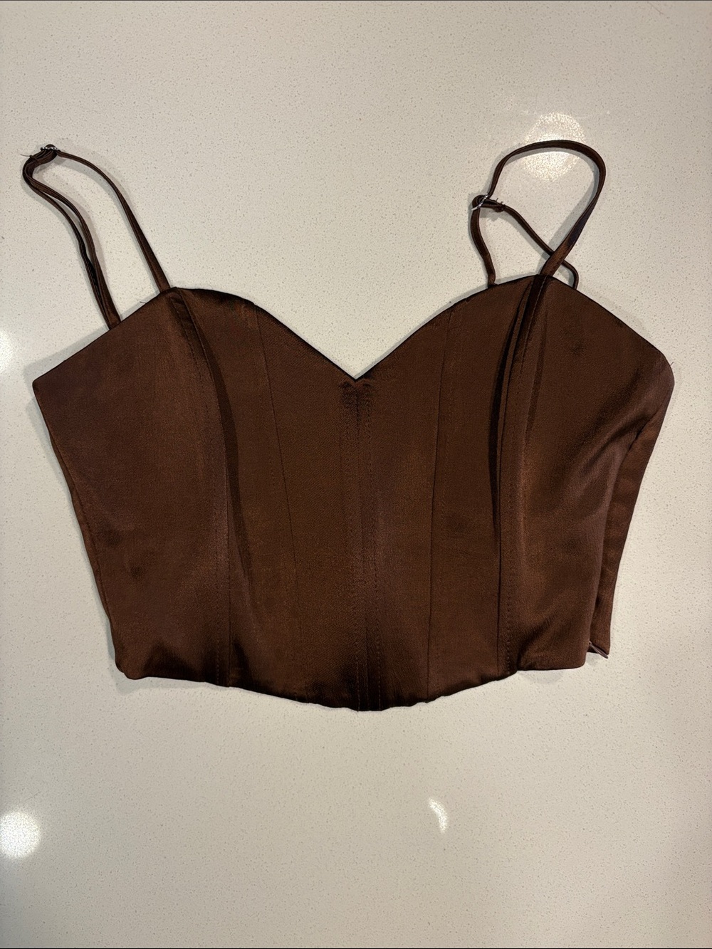 Zara Brown Satin Bustier Camisole